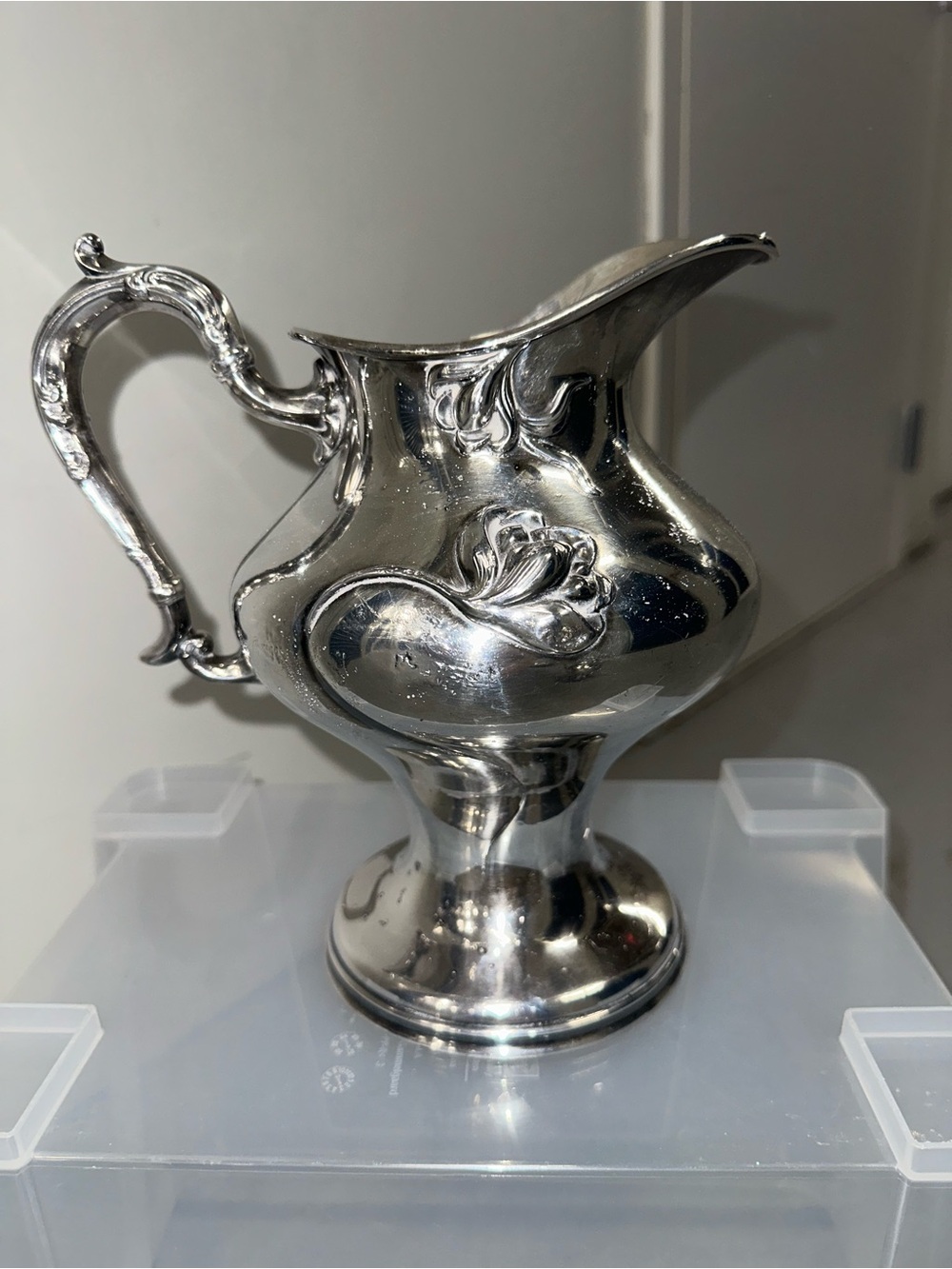Vintage Victorian Plate Silverplate on Copper Footed Pitcher Ewer